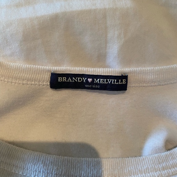Brandy Melville White Ribbed Tee - Picture 2 of 4